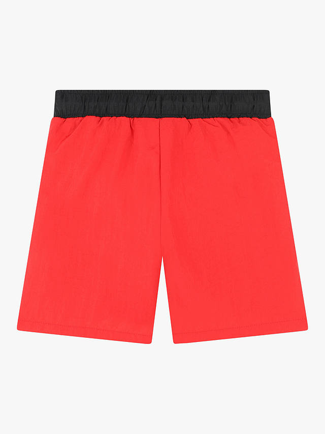HUGO Kids' Side Logo Swim Shorts, Red/Black
