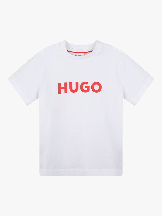 HUGO Kids' Large Logo Print T-Shirt, White/Red