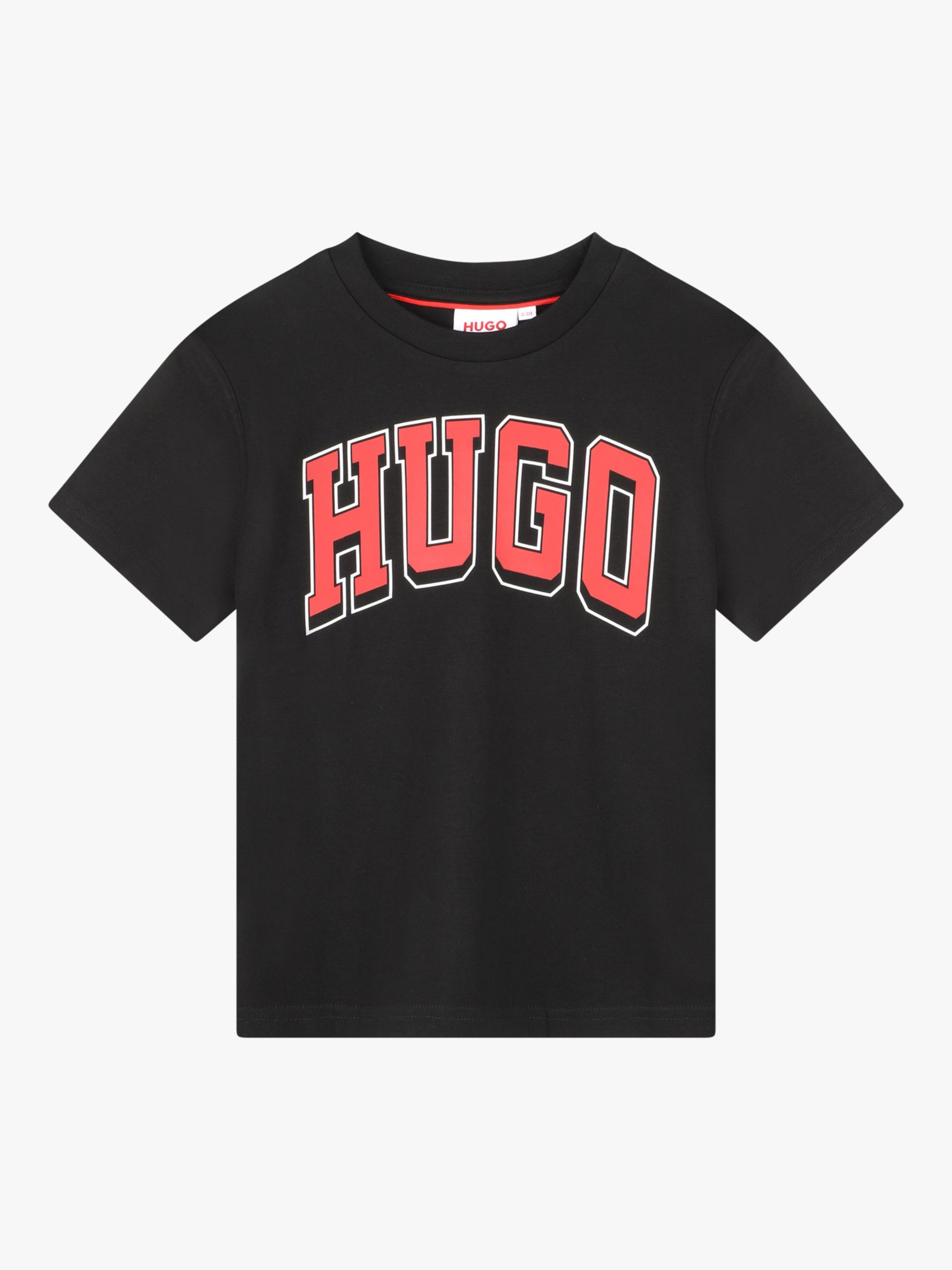 HUGO Kids' Fancy Large Logo Print T-Shirt, Black, 4 years