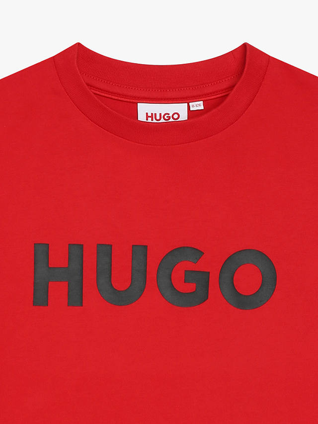 HUGO Kids' Large Logo Print T-Shirt, Red/Black