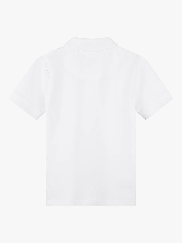 BOSS Kids' HUGO Logo Piqué Short Sleeve Polo Shirt, White