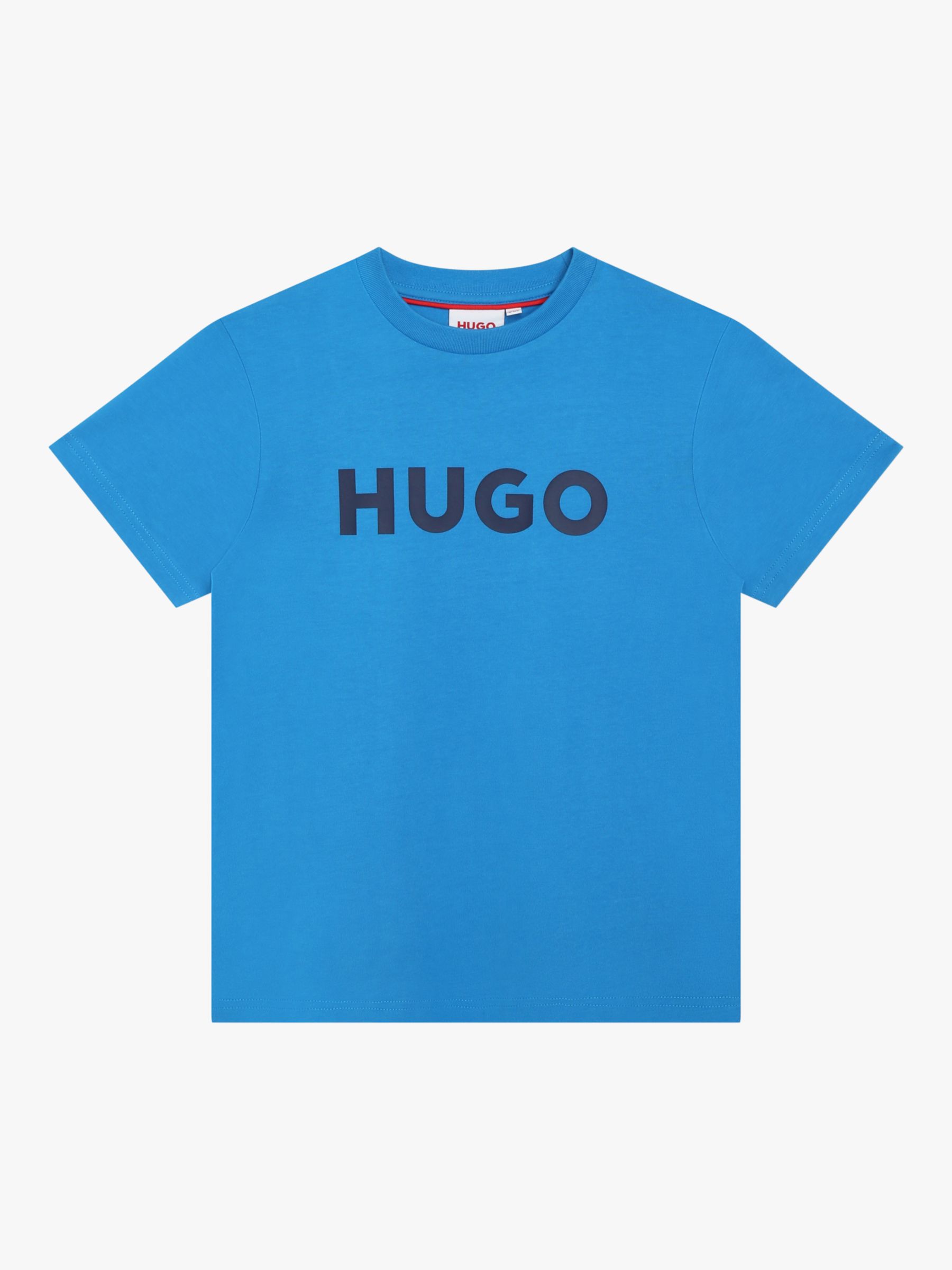HUGO Kids' Large Logo Print T-Shirt, Blue/Navy, 5 years