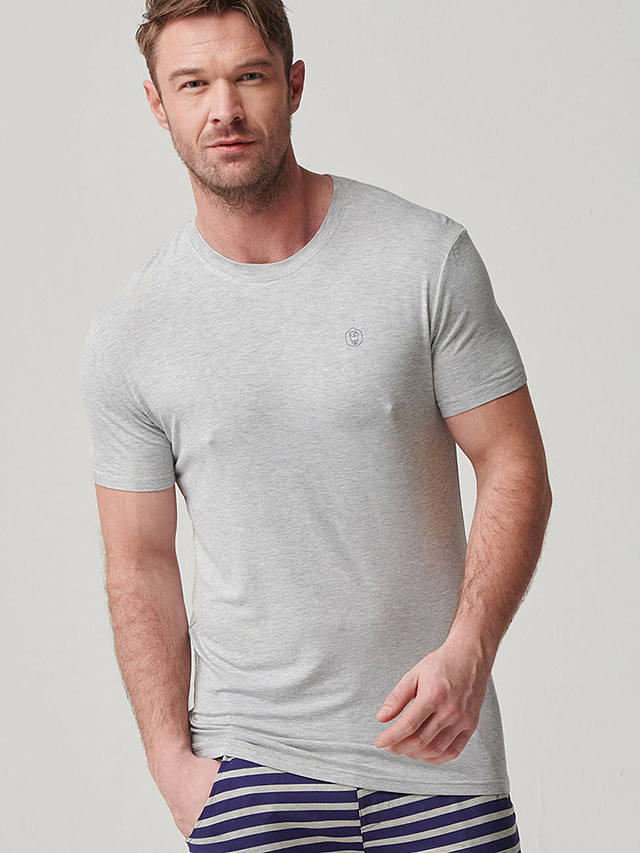 British Boxers Bamboo T-shirts, Pack of 2, Navy/Grey Marl 