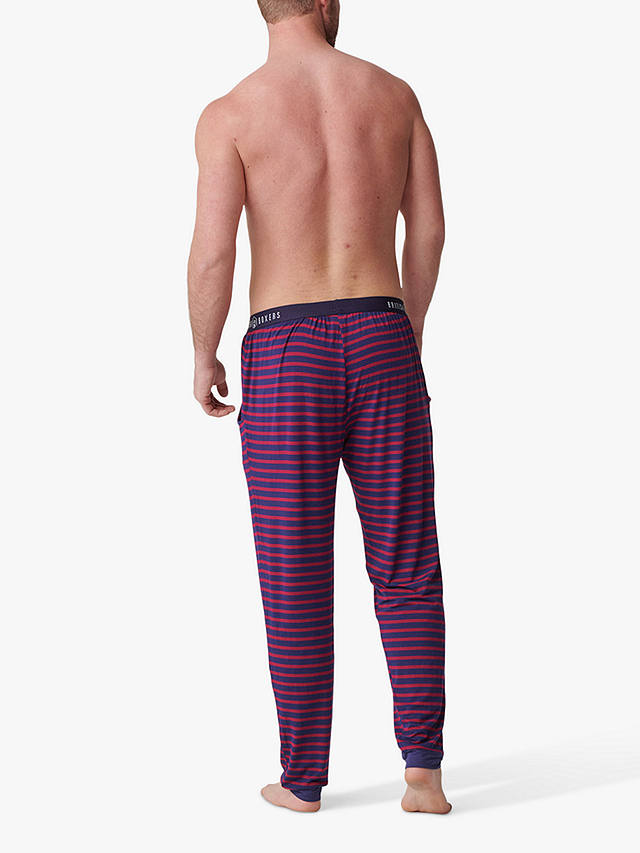 British Boxers Bamboo Striped Lounge Trousers, Red/Navy 