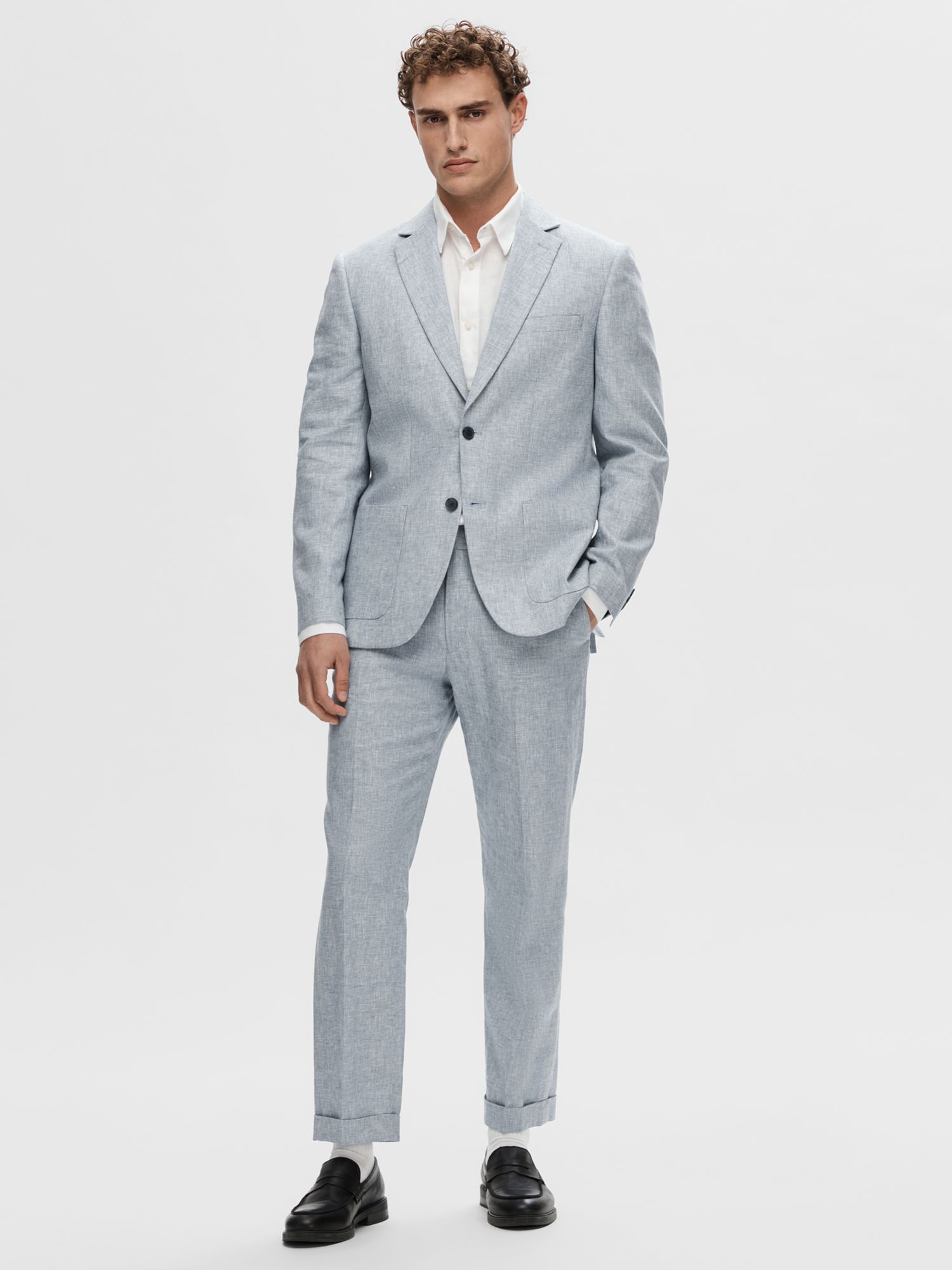 Buy SELECTED HOMME Regular Fit Linen Blazer, Light Blue Online at johnlewis.com