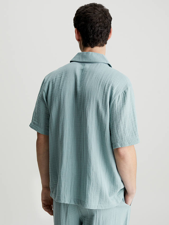 Calvin Klein Cotton Textured Pyjama Shirt, Arona Blue