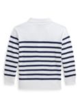 Polo Ralph Lauren Kids' Striped Long Sleeve Polo Shirt, White/Multi