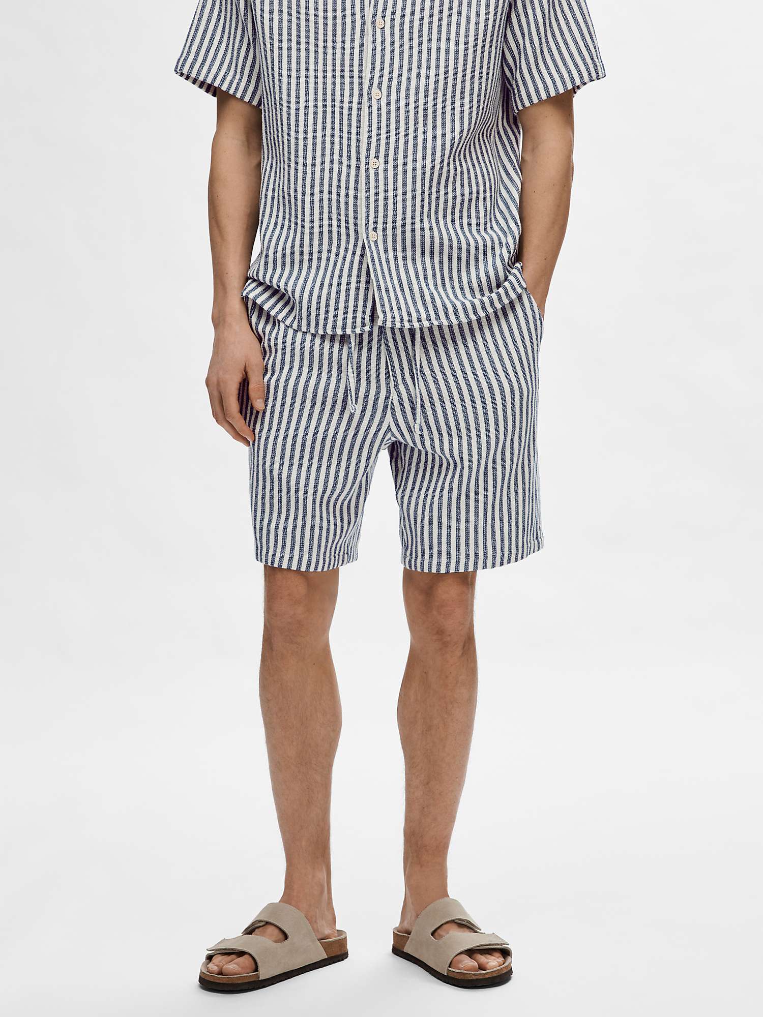 Buy SELECTED HOMME Stripe Shorts, Dark Sapphire Online at johnlewis.com