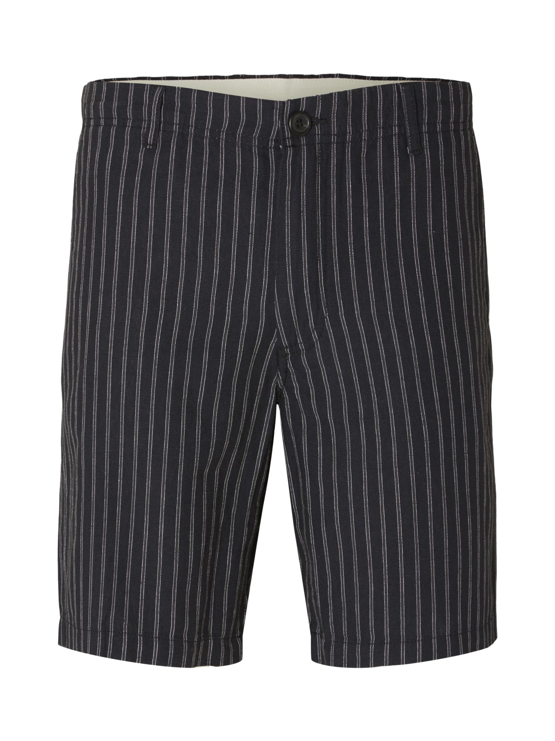 Buy SELECTED HOMME Linen Shorts, Black/Brown Online at johnlewis.com