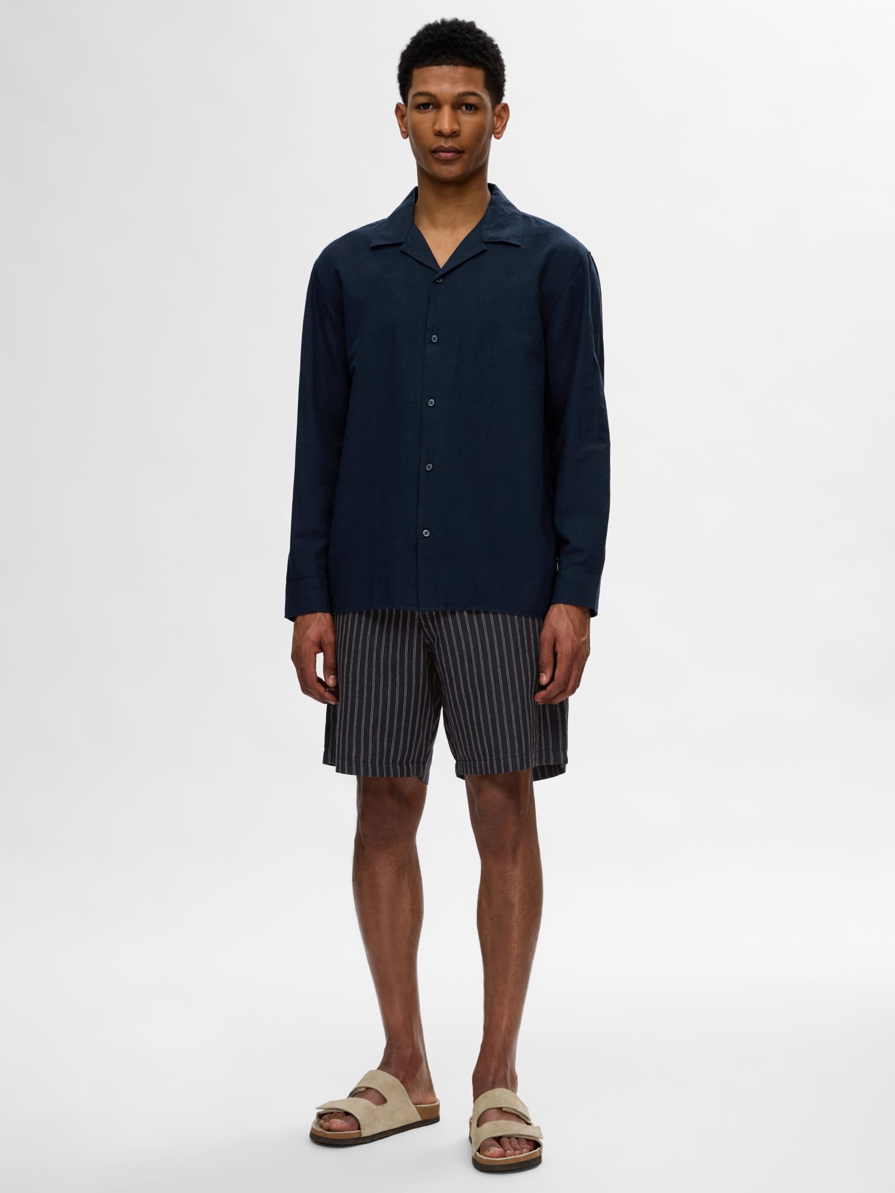 SELECTED HOMME Relax Fitted Linen Shirt, Sky Captain, S