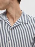 SELECTED HOMME Stripe Short Sleeve Shirt, Dark Sapphire