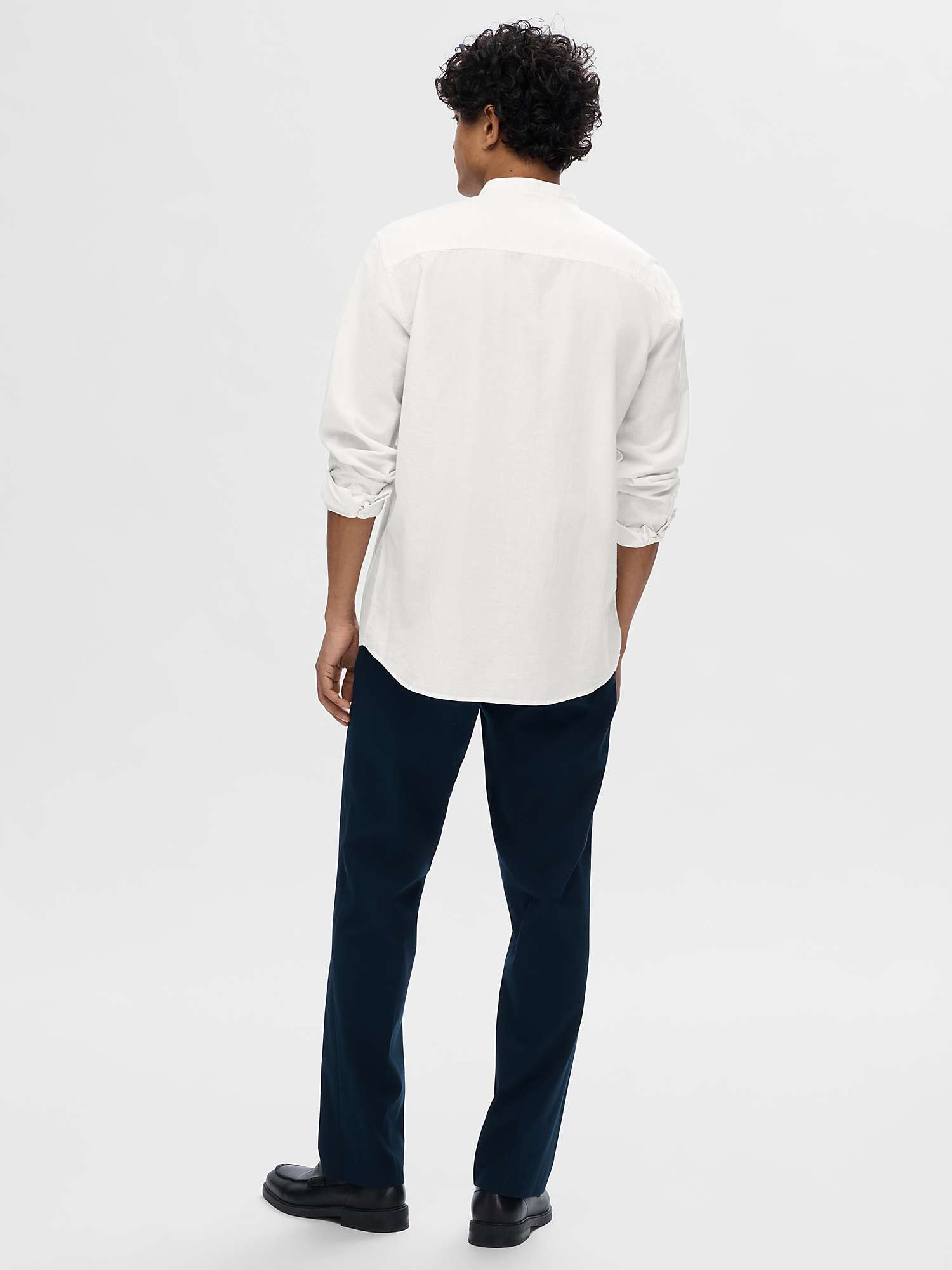 Buy SELECTED HOMME Band Collar Linen Cotton Blend Shirt Online at johnlewis.com