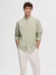 SELECTED HOMME Band Collar Linen Cotton Blend Shirt