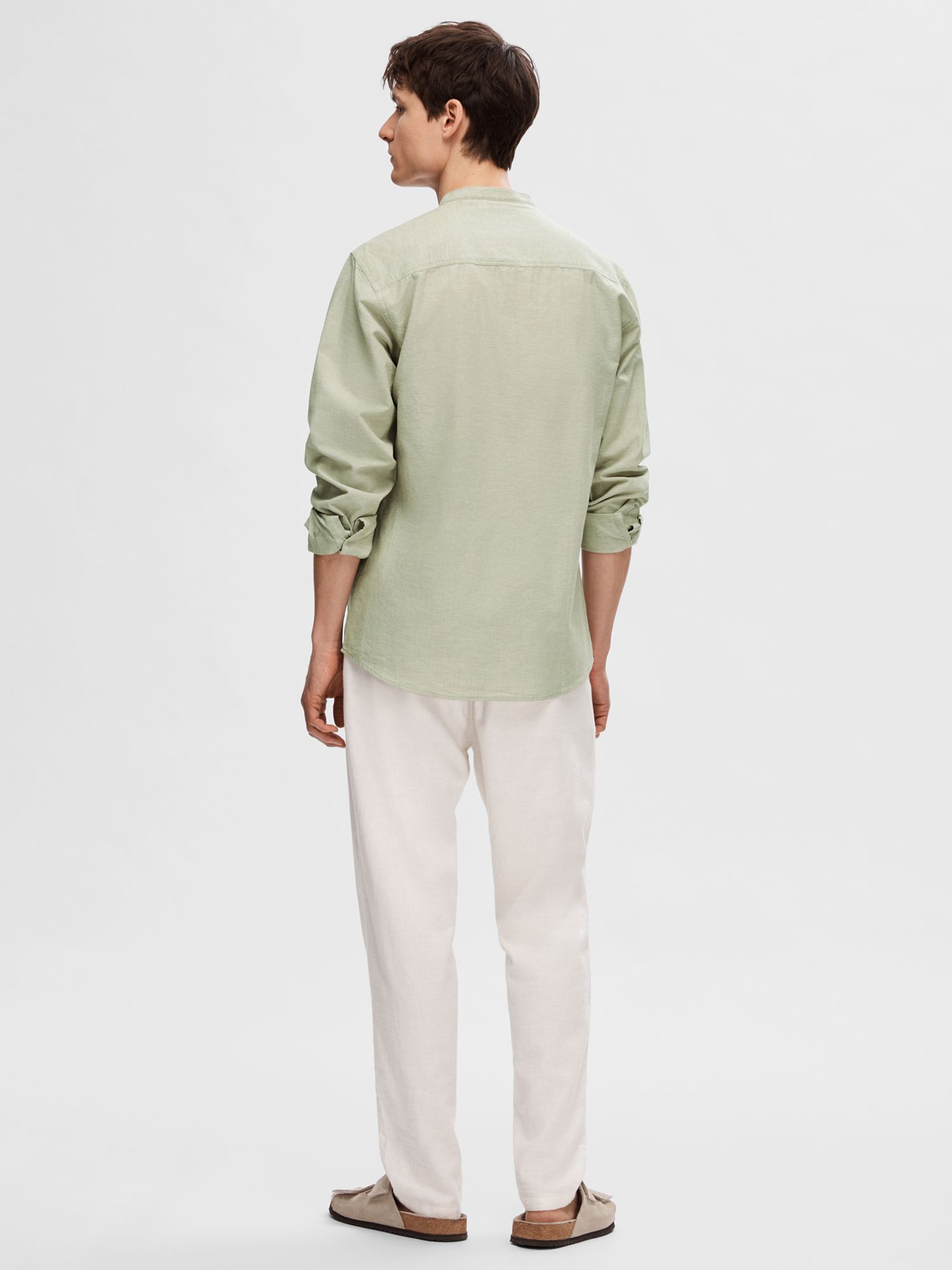 Buy SELECTED HOMME Band Collar Linen Cotton Blend Shirt Online at johnlewis.com