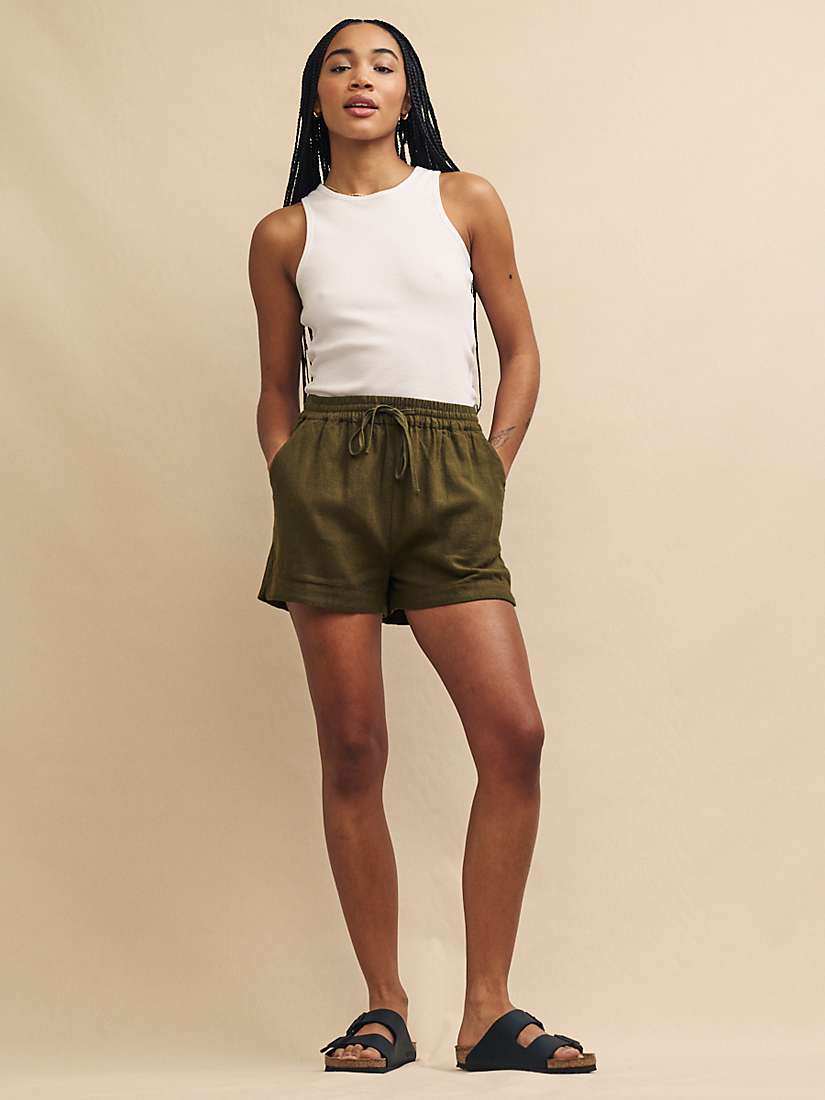 Buy Nobody's Child Jet Linen Blend Shorts, Green Online at johnlewis.com