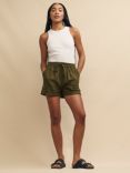 Nobody's Child Jet Linen Blend Shorts, Green, Green