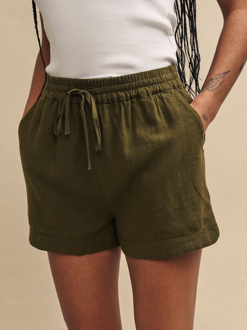 Nobody's Child Jet Linen Blend Shorts, Green, 12