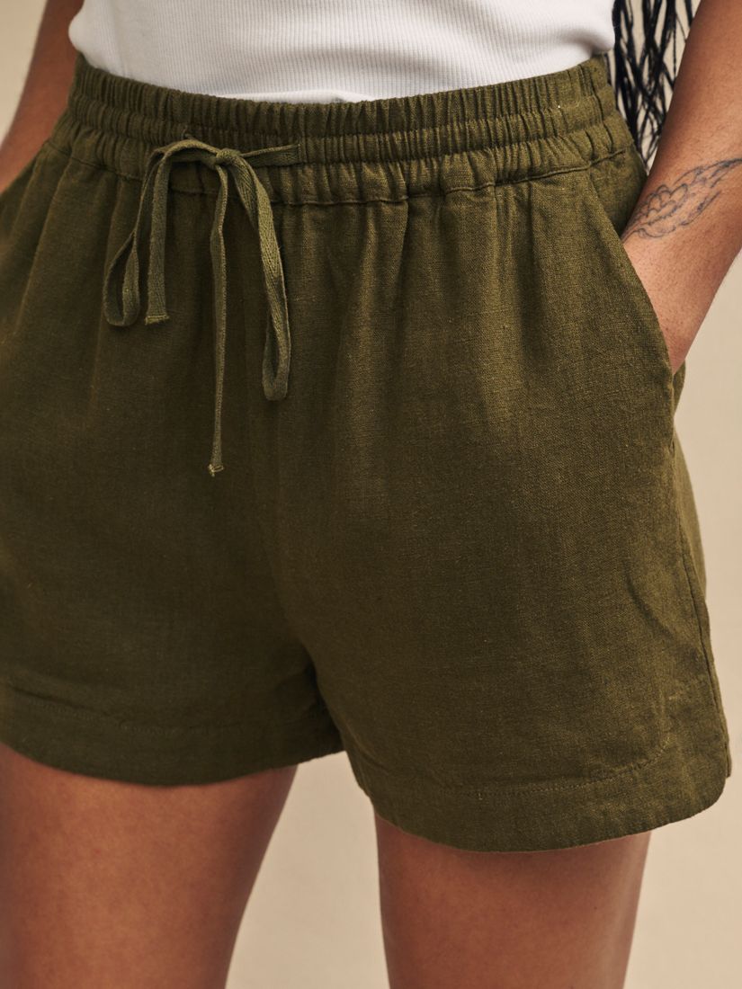Nobody's Child Jet Linen Blend Shorts, Green, 12