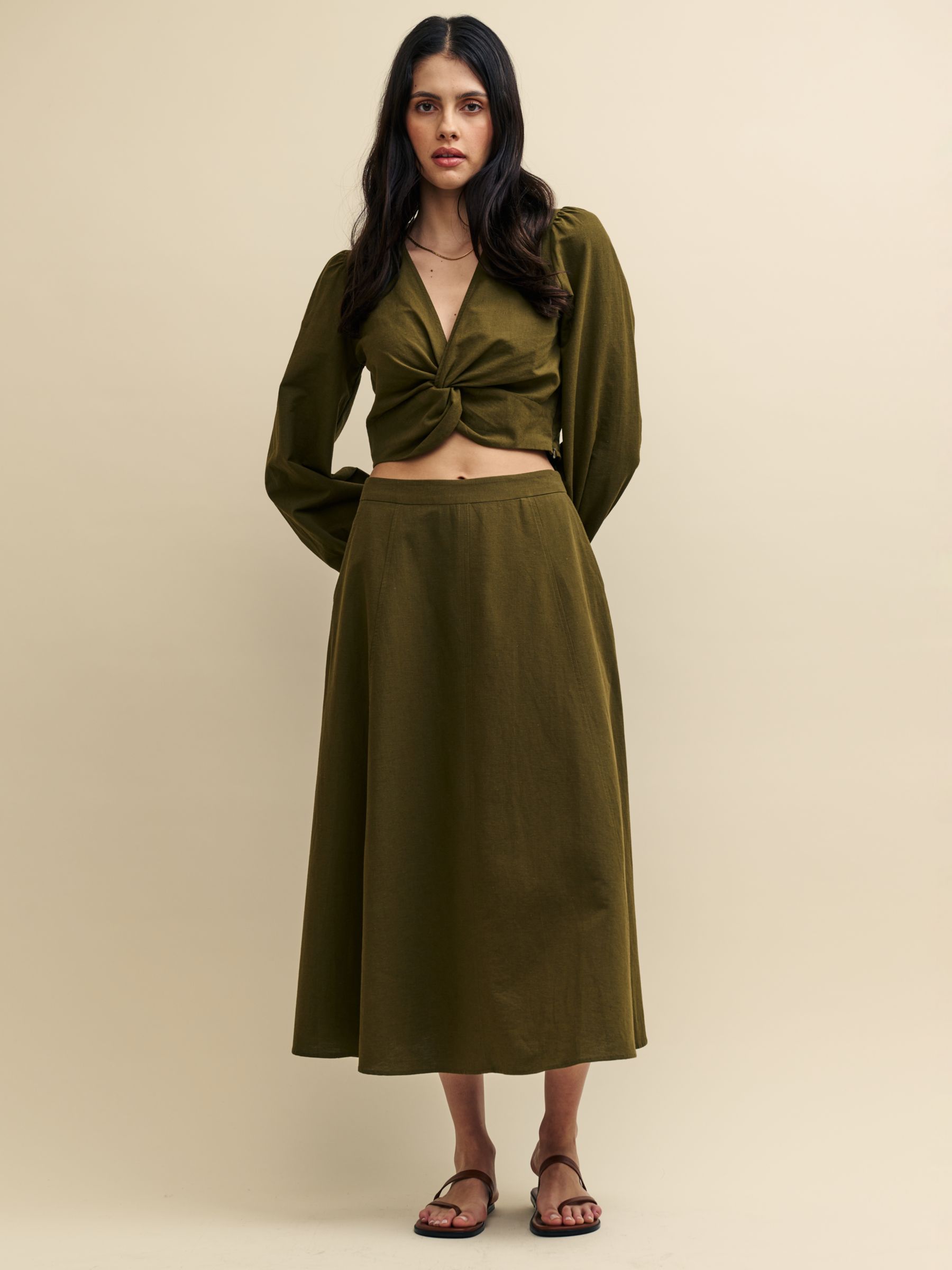 Nobody's Child Jordie Midaxi Skirt, Green at John Lewis & Partners