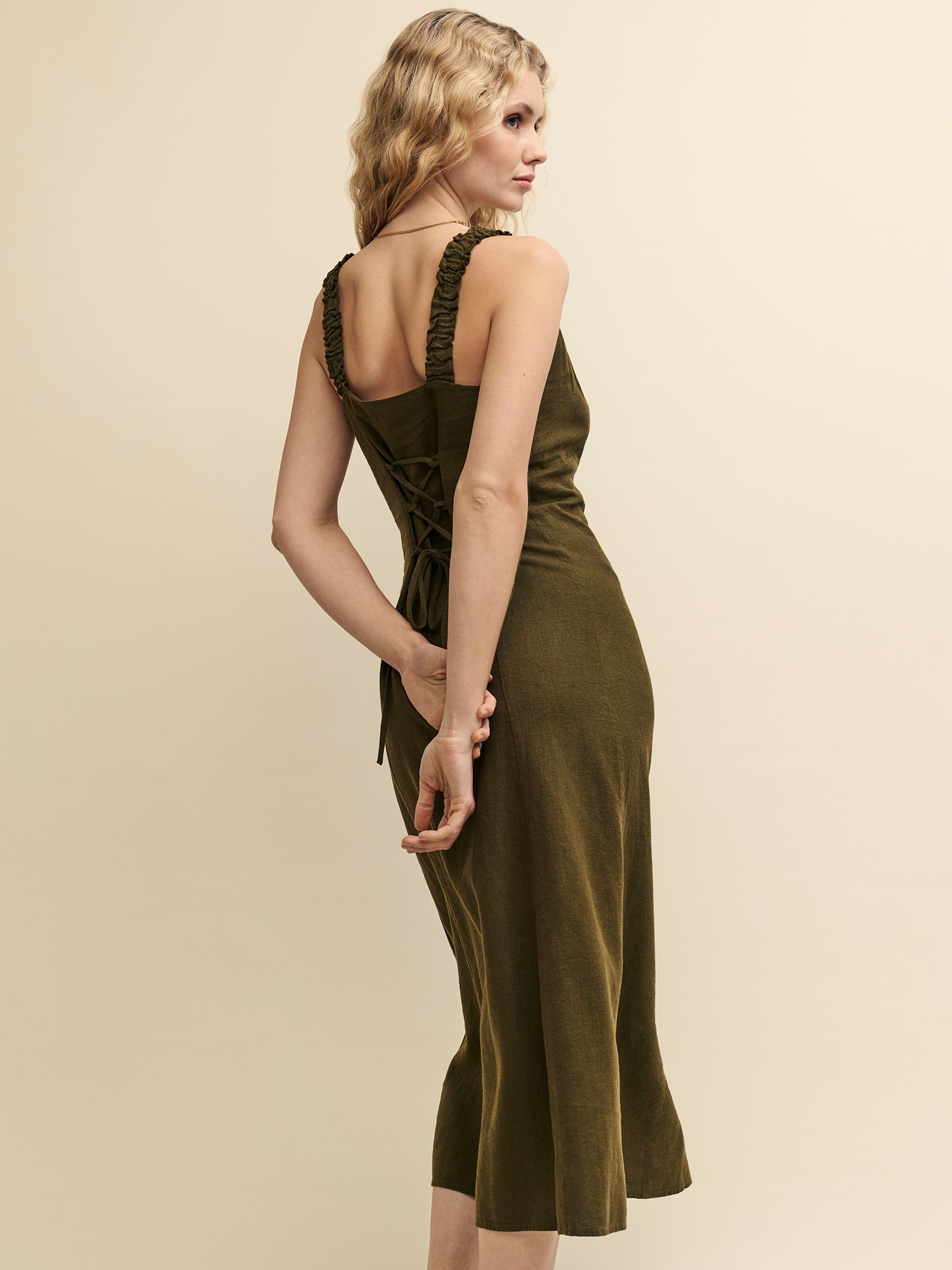 Buy Nobody's Child Gill Linen Blend Midi Dress, Green Online at johnlewis.com