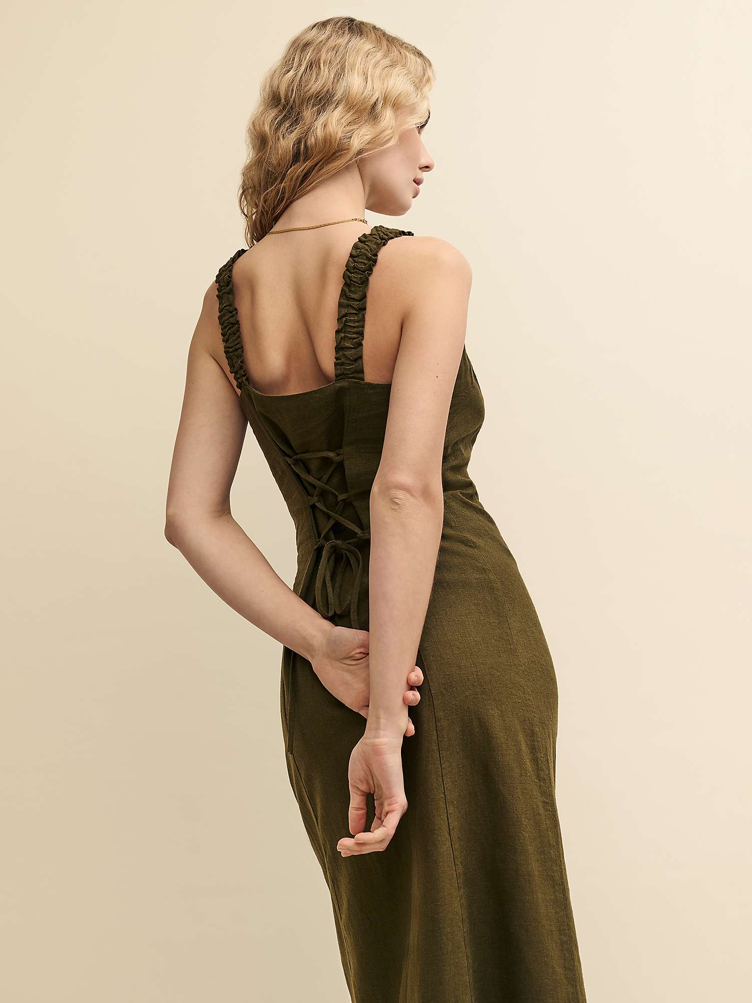 Buy Nobody's Child Gill Linen Blend Midi Dress, Green Online at johnlewis.com