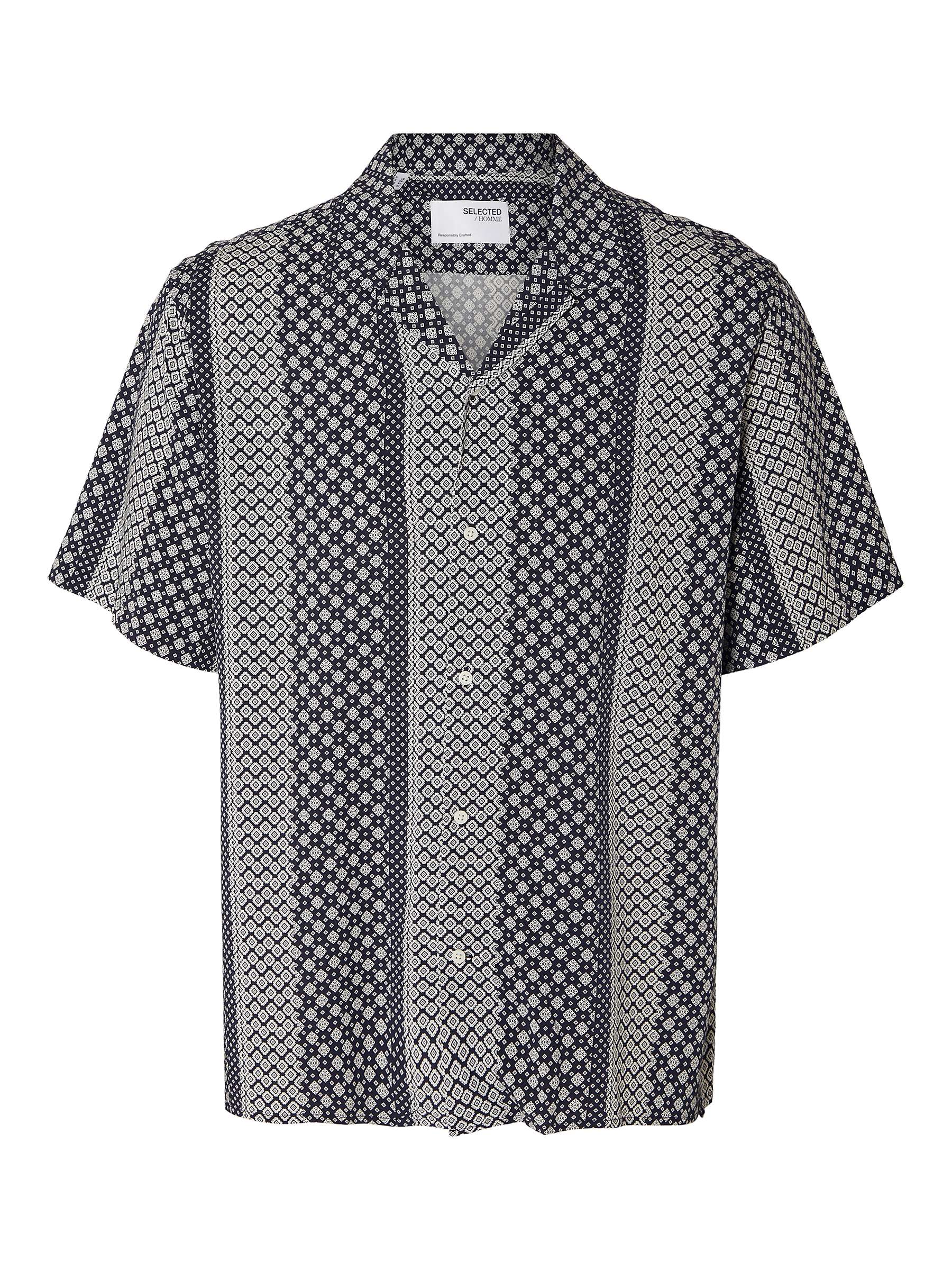 Buy SELECTED HOMME Vero Geometric Print Short Sleeve Shirt, Sky Captain/Multi Online at johnlewis.com