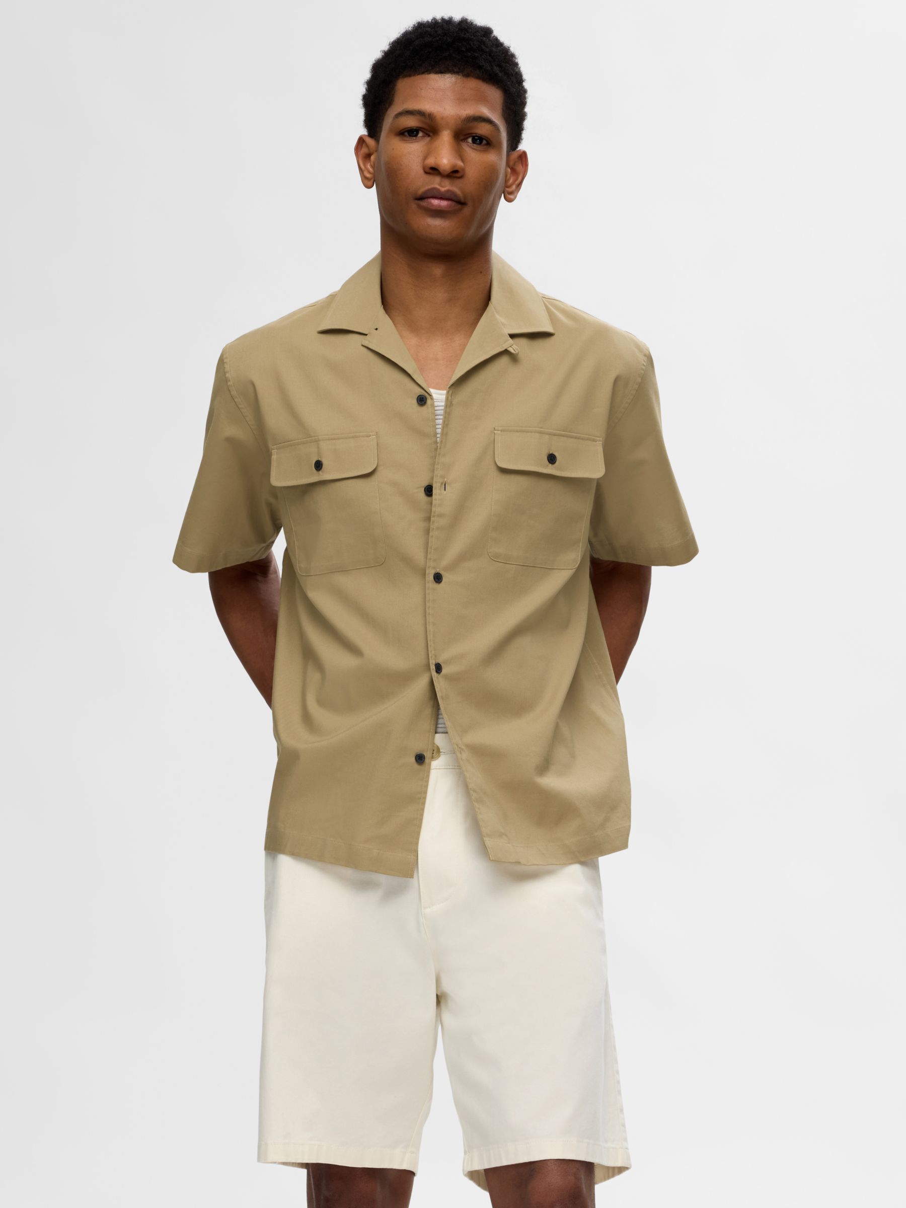 SELECTED HOMME Boxy Short Sleeved Shirt, Green