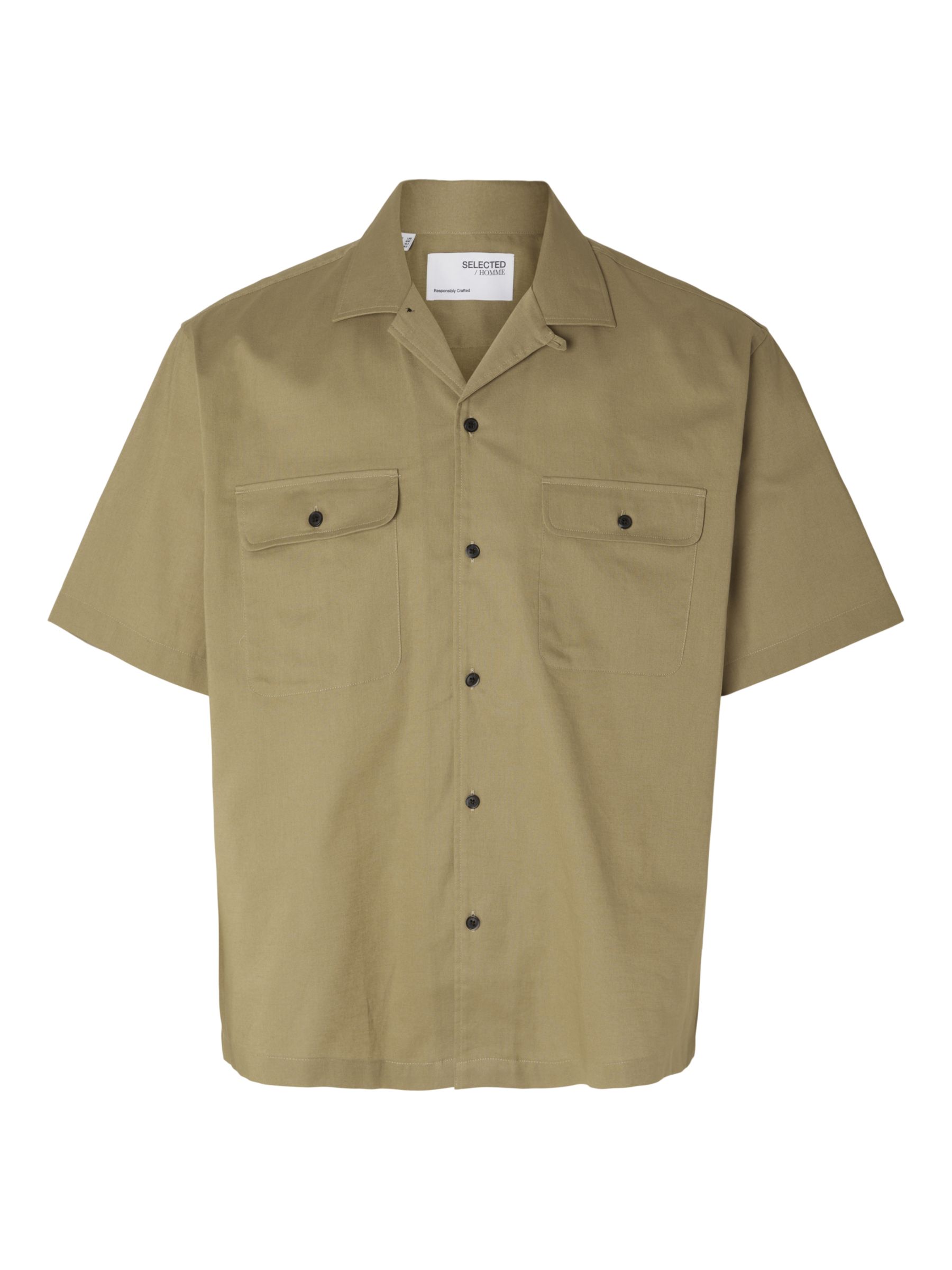 Buy SELECTED HOMME Boxy Short Sleeved Shirt, Green Online at johnlewis.com