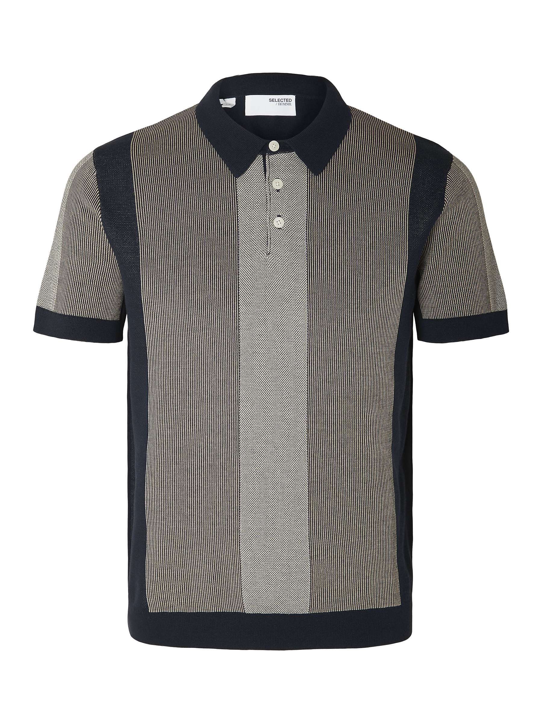 Buy SELECTED HOMME Wide Stripe Polo Shirt, Sky Captain Online at johnlewis.com