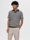 SELECTED HOMME Geometric Knit Polo Shirt