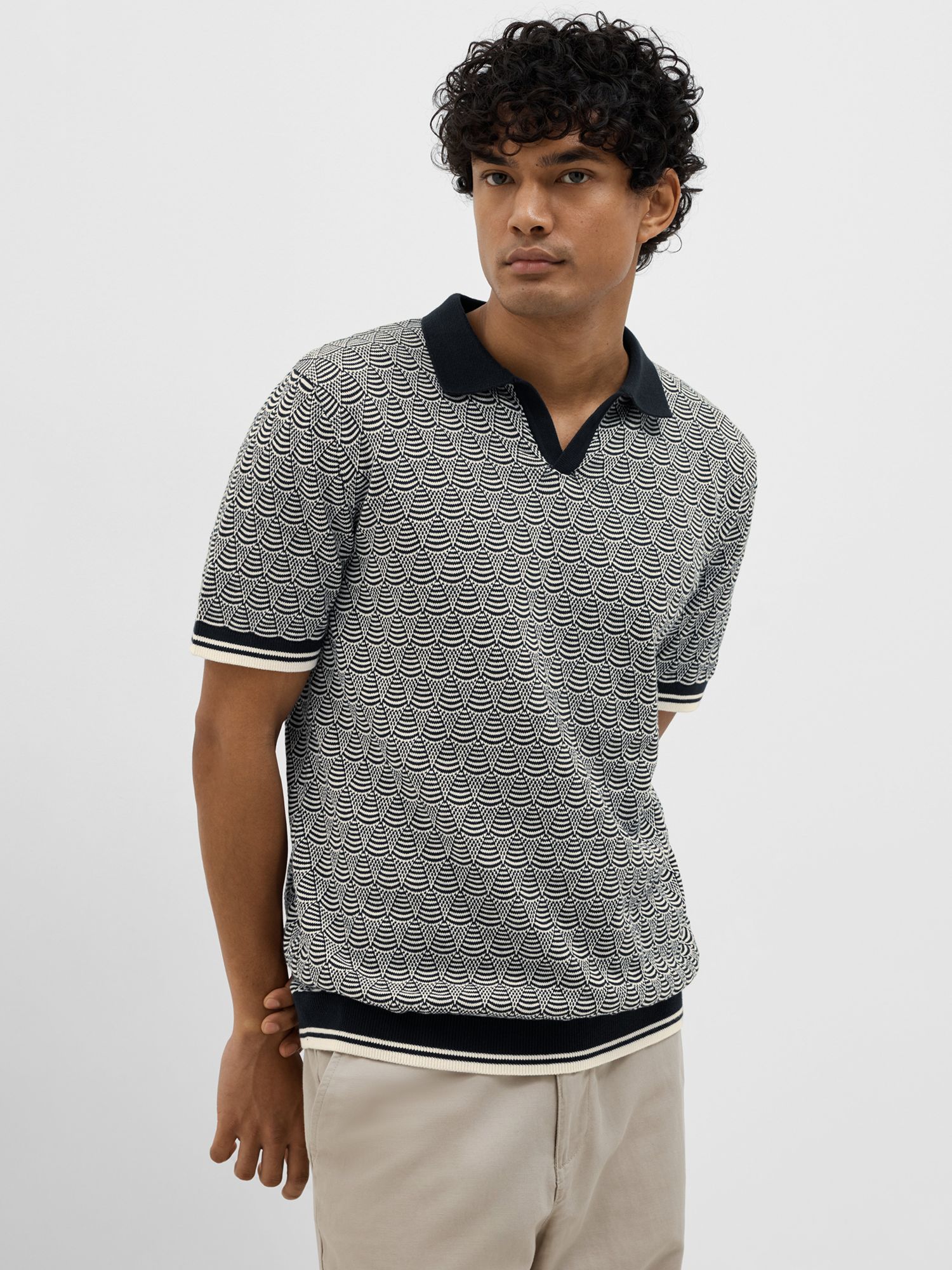 Buy SELECTED HOMME Geometric Knit Polo Shirt Online at johnlewis.com