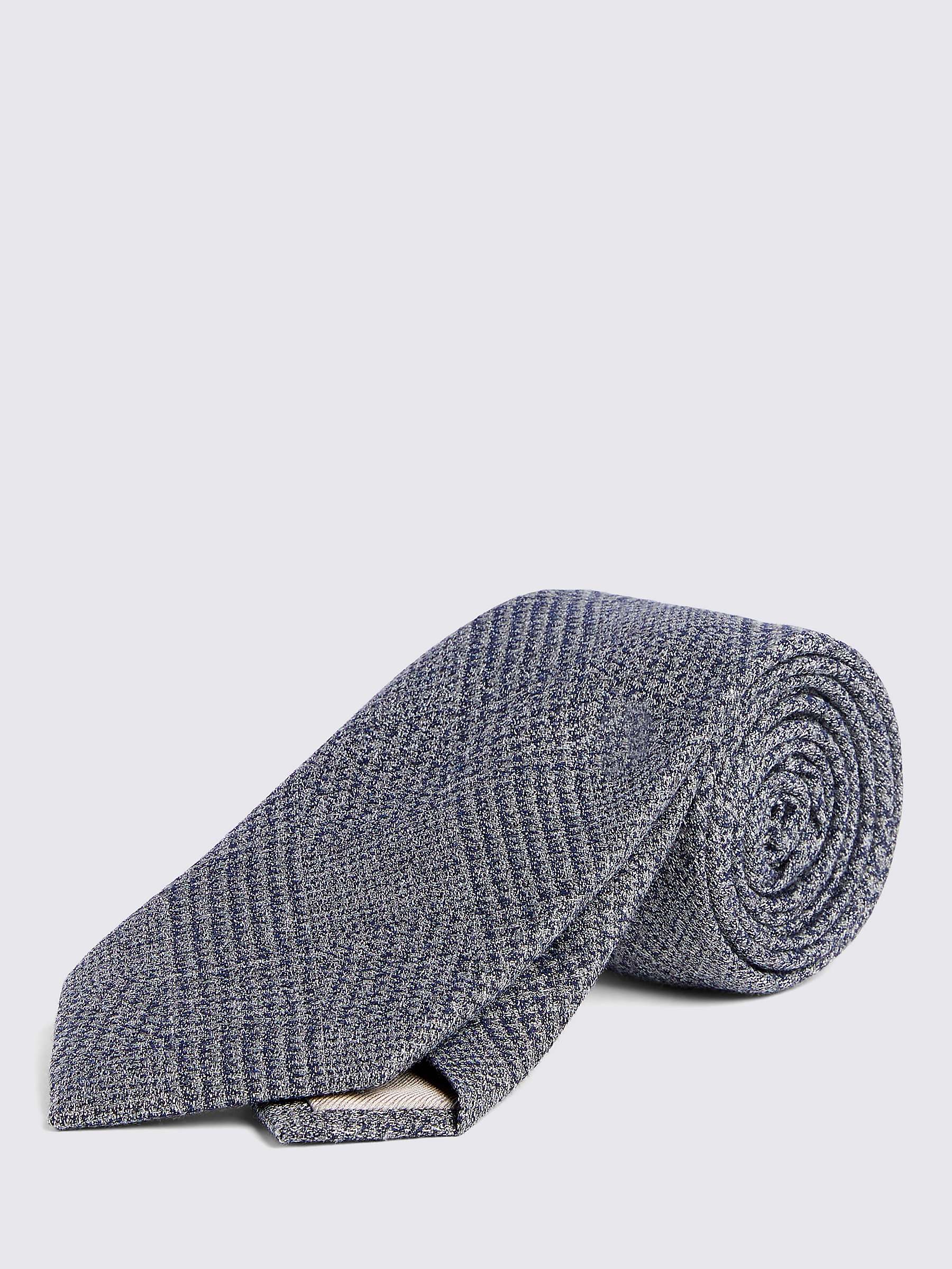 Buy Moss Silk Blend Textured Prince Of Wales Check Tie, Navy Online at johnlewis.com