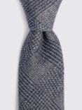 Moss Silk Blend Textured Prince Of Wales Check Tie, Navy