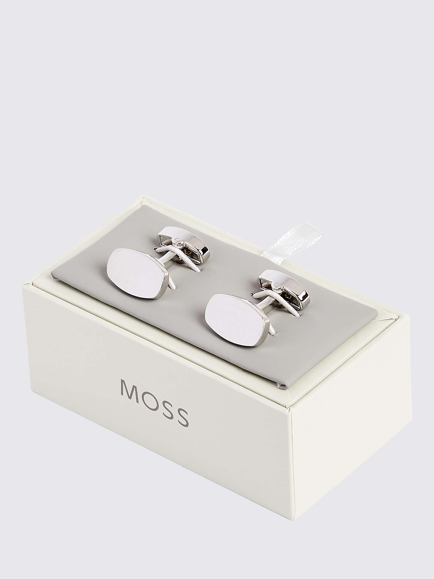Buy Moss Brushed Squoval Cufflinks, Silver Online at johnlewis.com