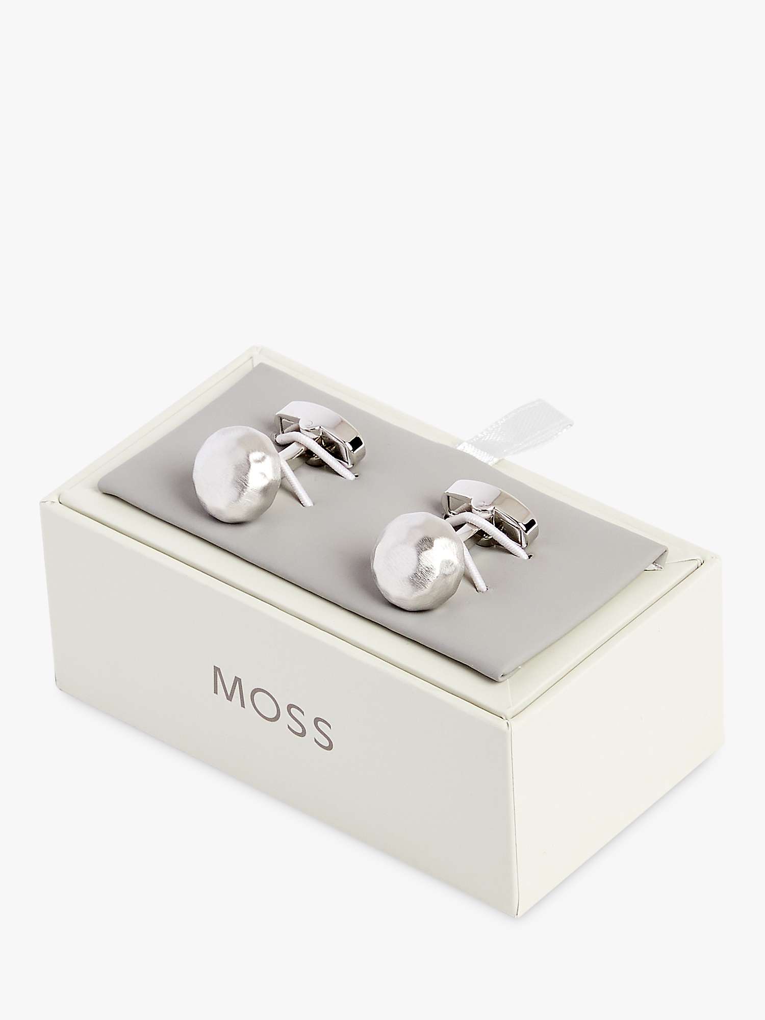 Buy Moss Brushed Dome Cufflinks, Silver Online at johnlewis.com