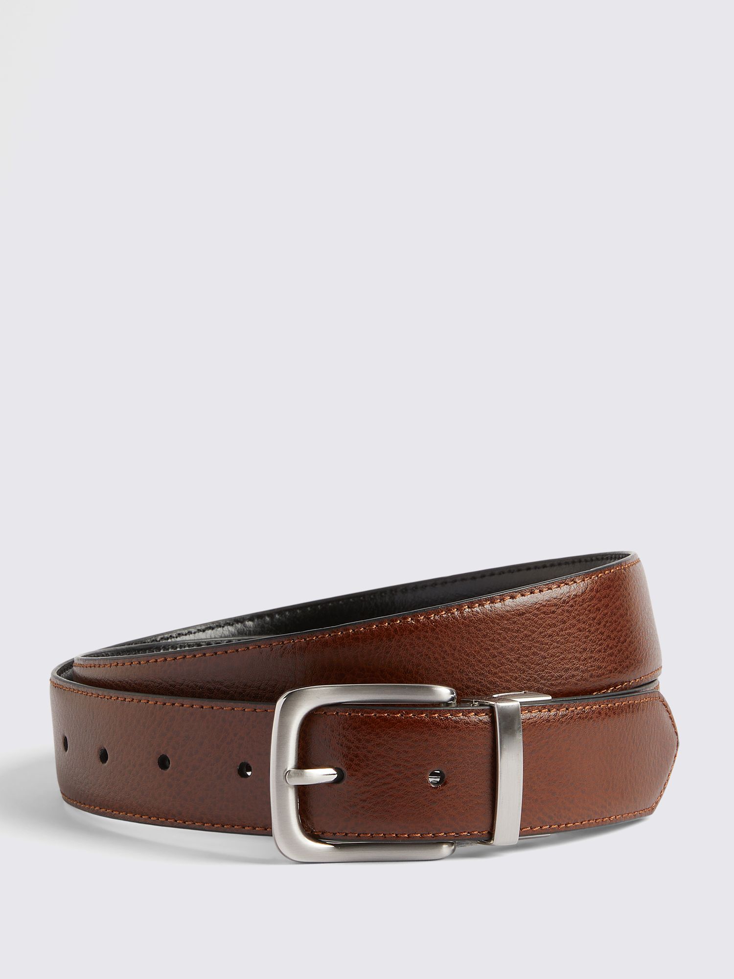 Moss Casual Leather Reversible Belt, Brown/Black, S