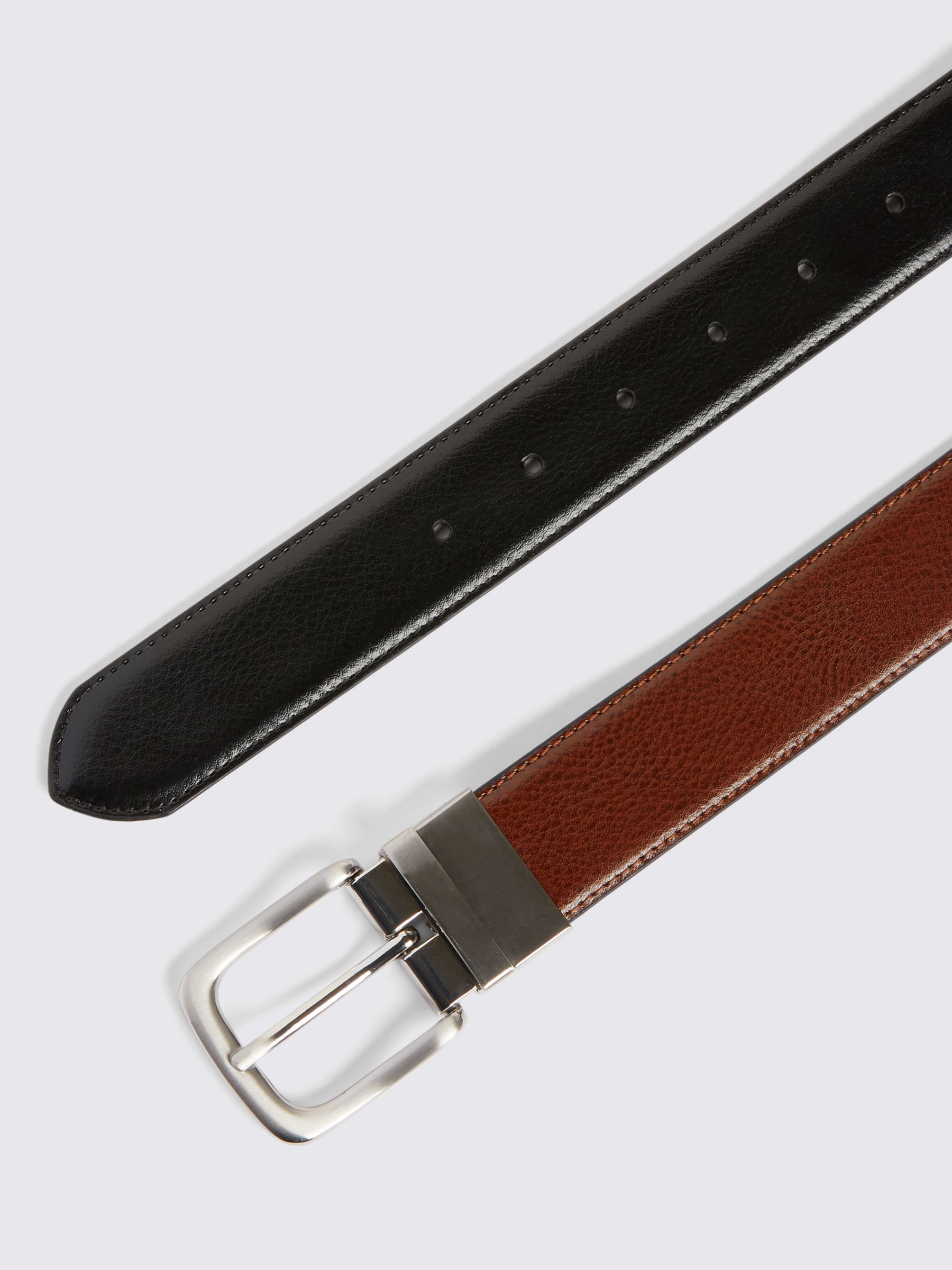 Moss Casual Leather Reversible Belt, Brown/Black, S