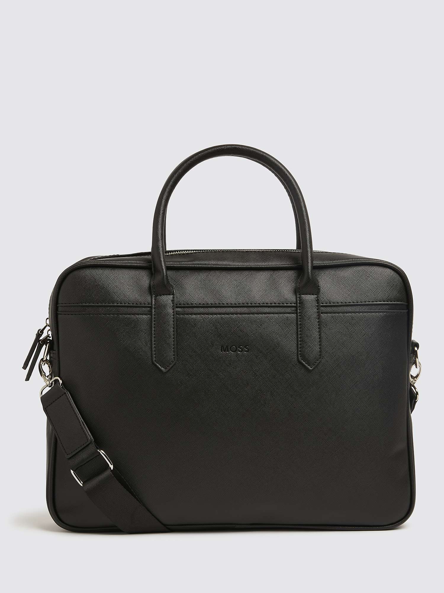 Buy Moss Saffiano Faux Leather Attache Bag, Black Online at johnlewis.com