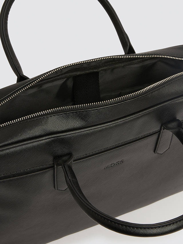 Moss Saffiano Faux Leather Attache Bag, Black