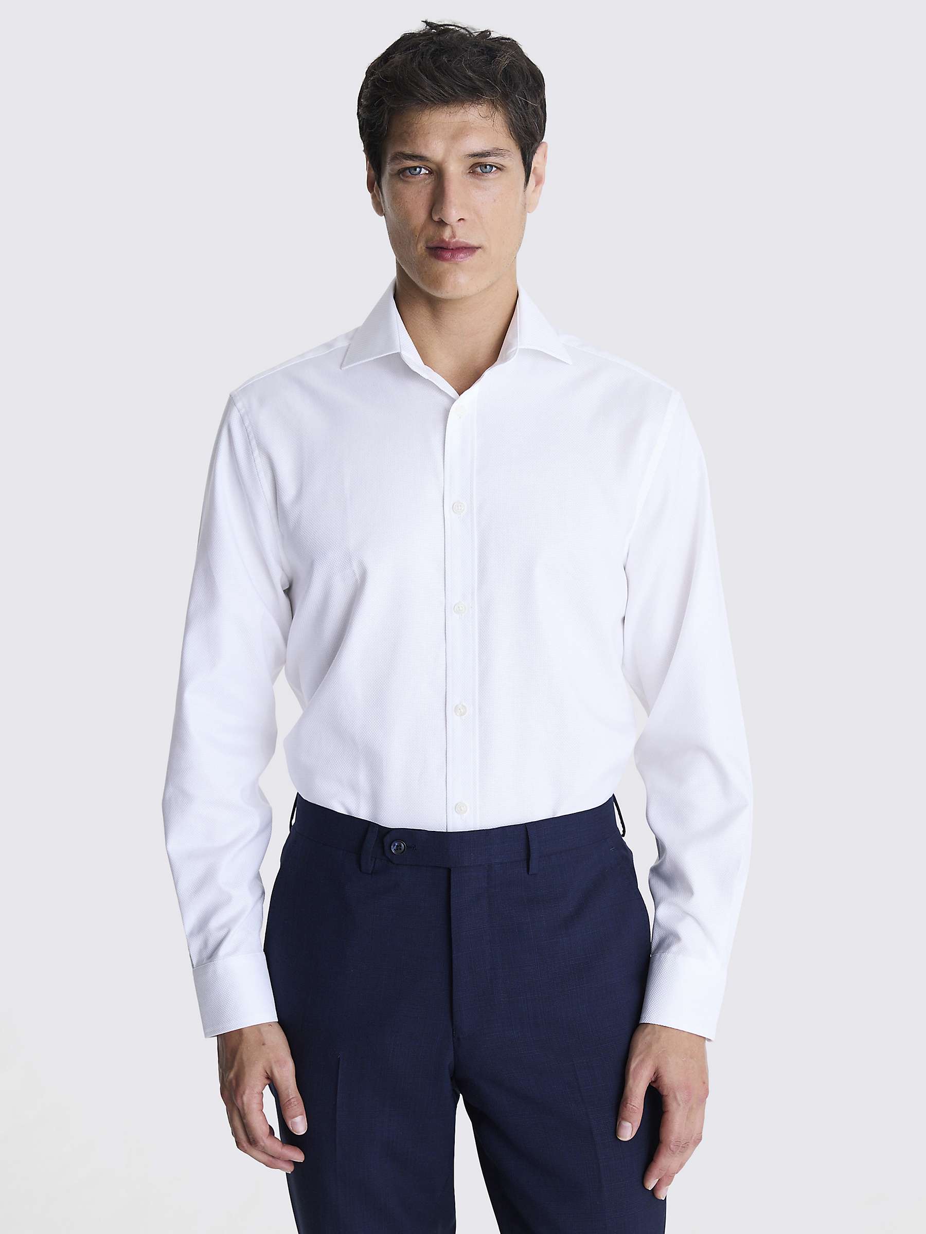 Buy Moss Regular Fit Cotton Dobby Shirt, White Online at johnlewis.com