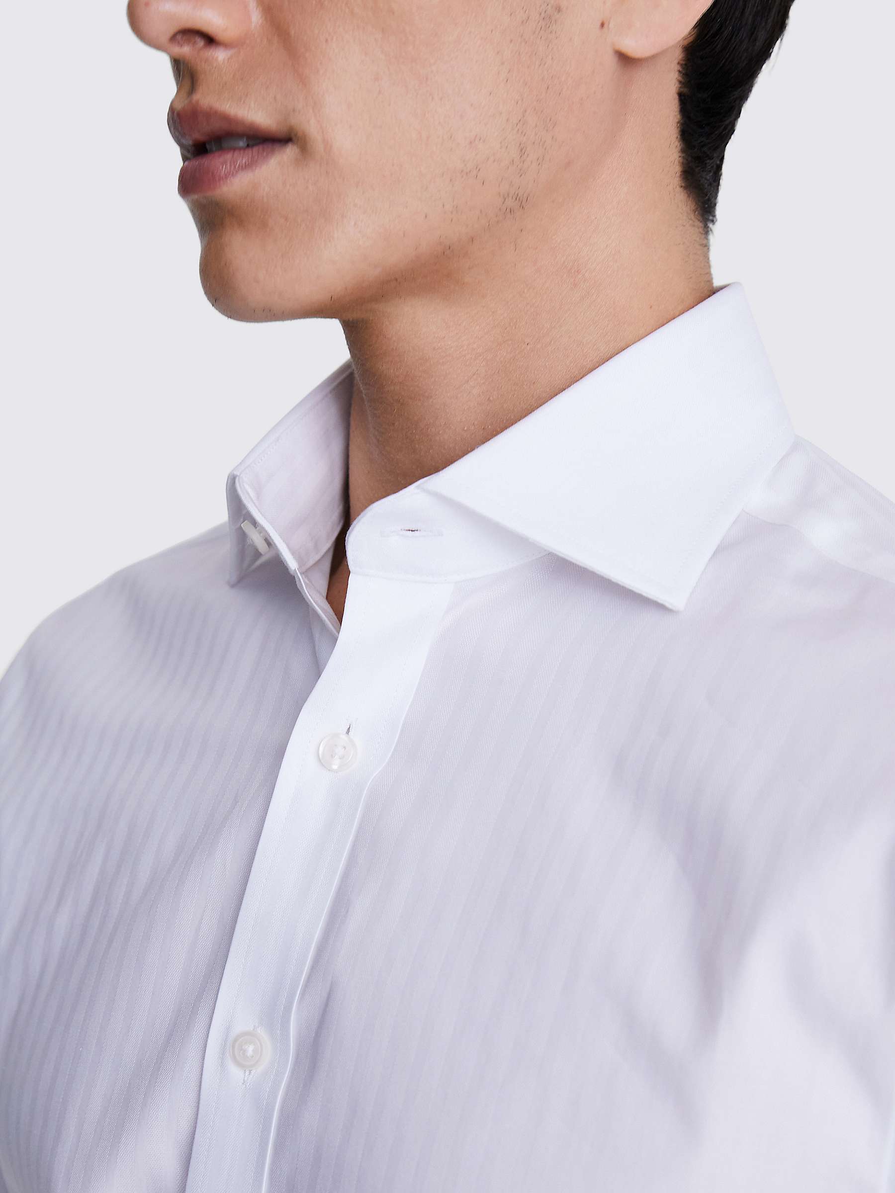 Buy Moss Tailored Fit Self Stripe Shirt, White Online at johnlewis.com