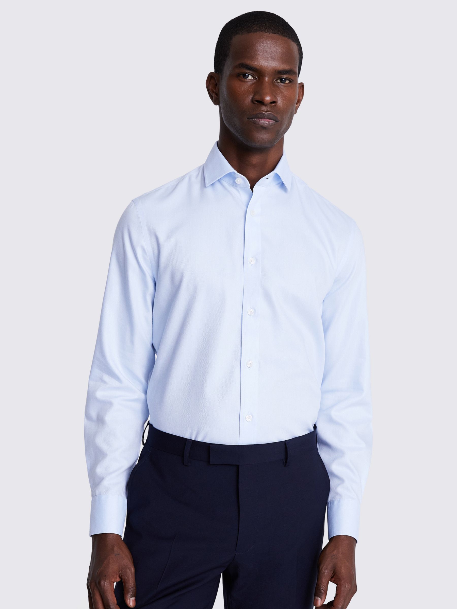 Moss Tailored Fit Royal Oxford Non-Iron Shirt, Blue, 17.5