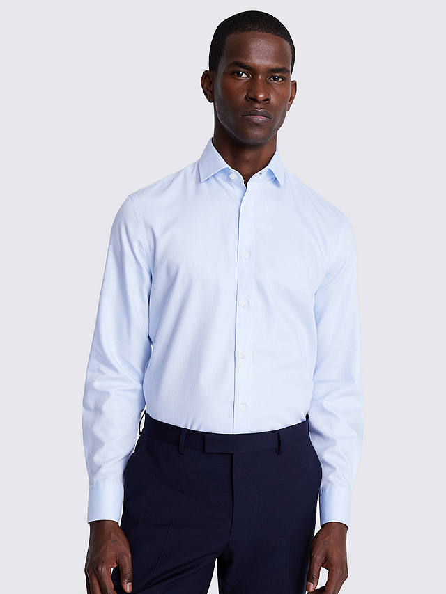 Moss Tailored Fit Royal Oxford Non-Iron Shirt, Blue