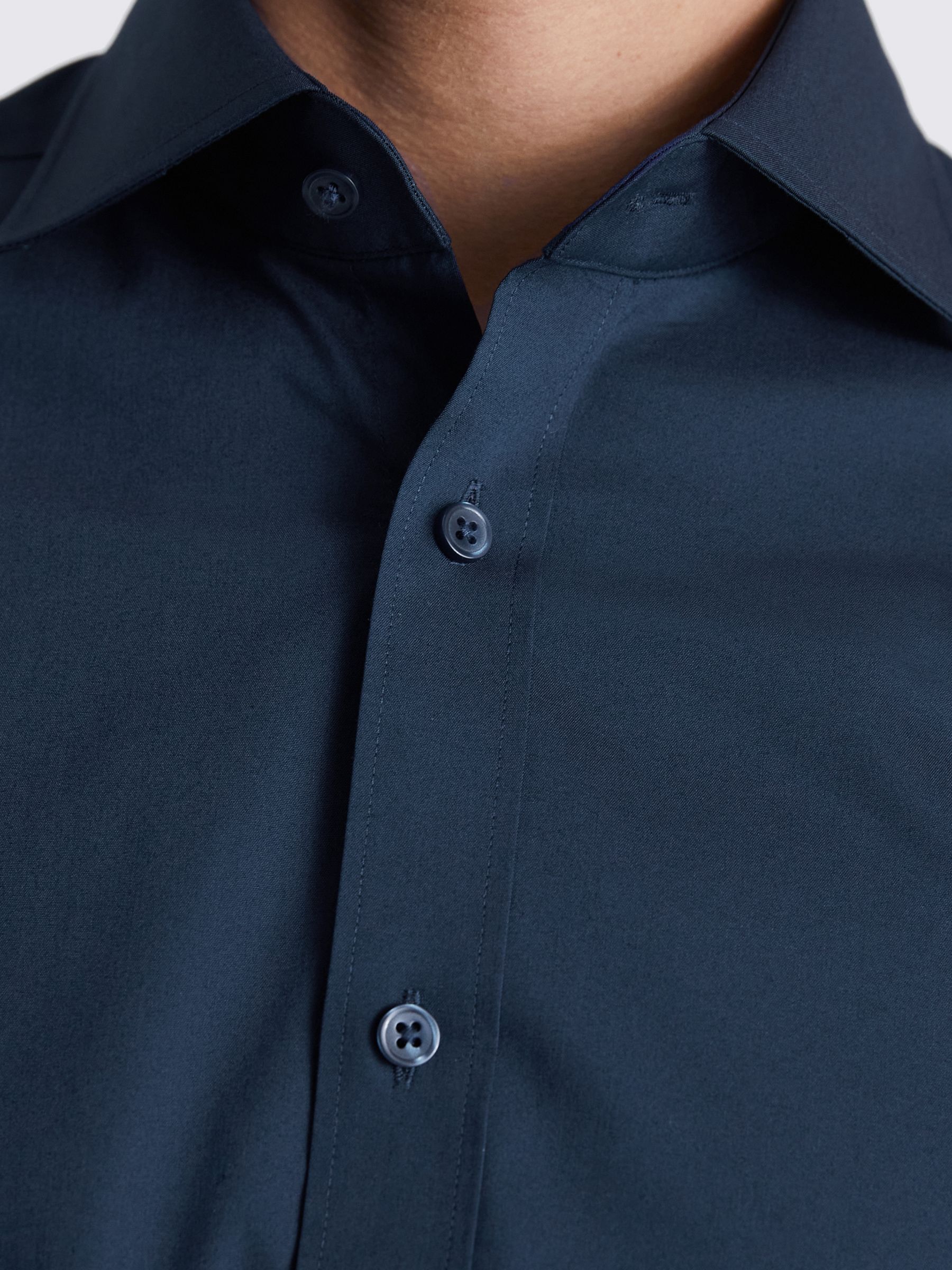 Moss Tailored Stretch Shirt, Dark Blue