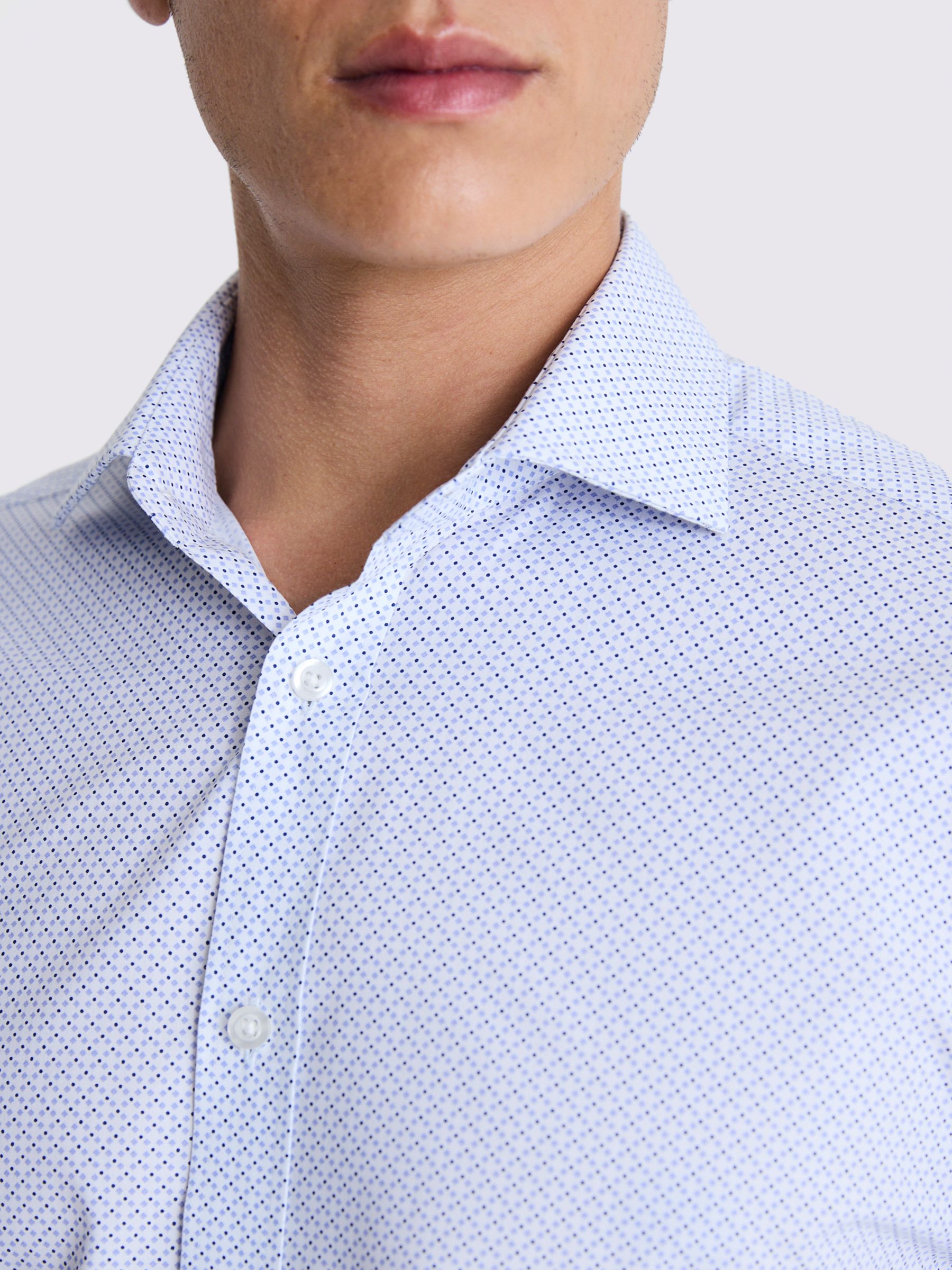 Moss Regular Fit Single Cuff Geometric Print Shirt, Blue, 19