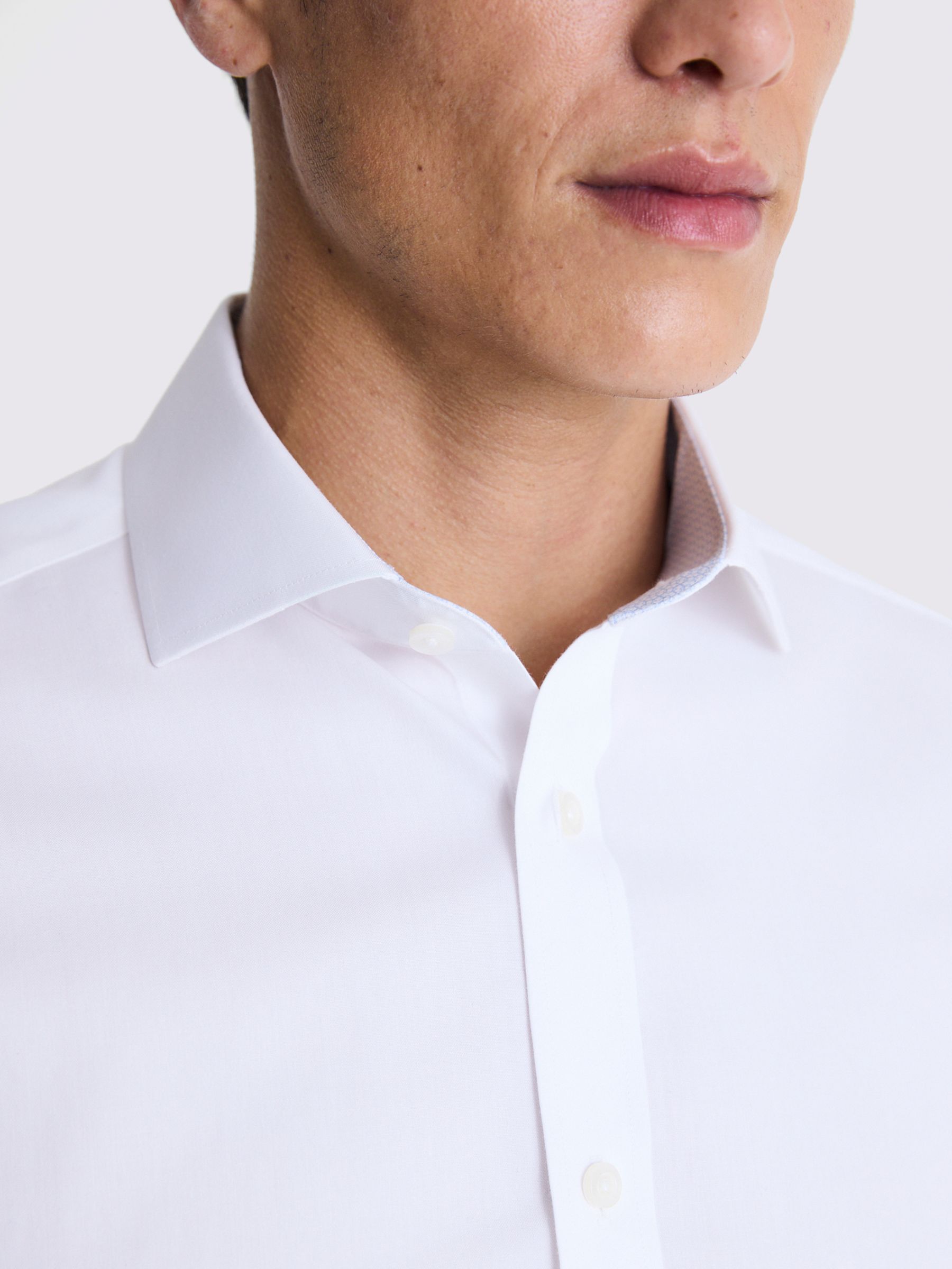 Buy Moss Tailored Fit Pinpoint Oxford Contrast Non Iron Shirt, White Online at johnlewis.com