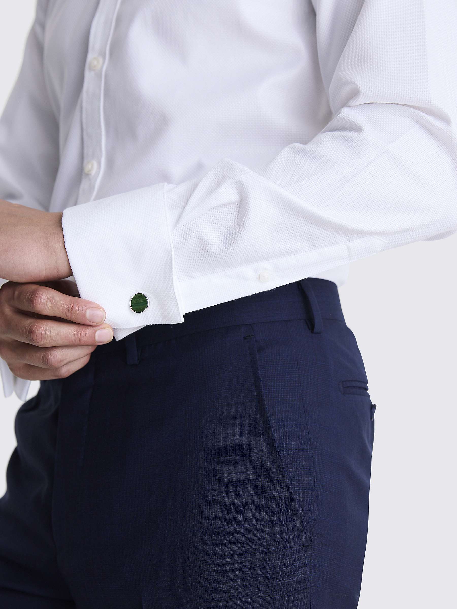 Buy Moss Tailored Fit Double Cuff Cotton Dobby Shirt, White Online at johnlewis.com