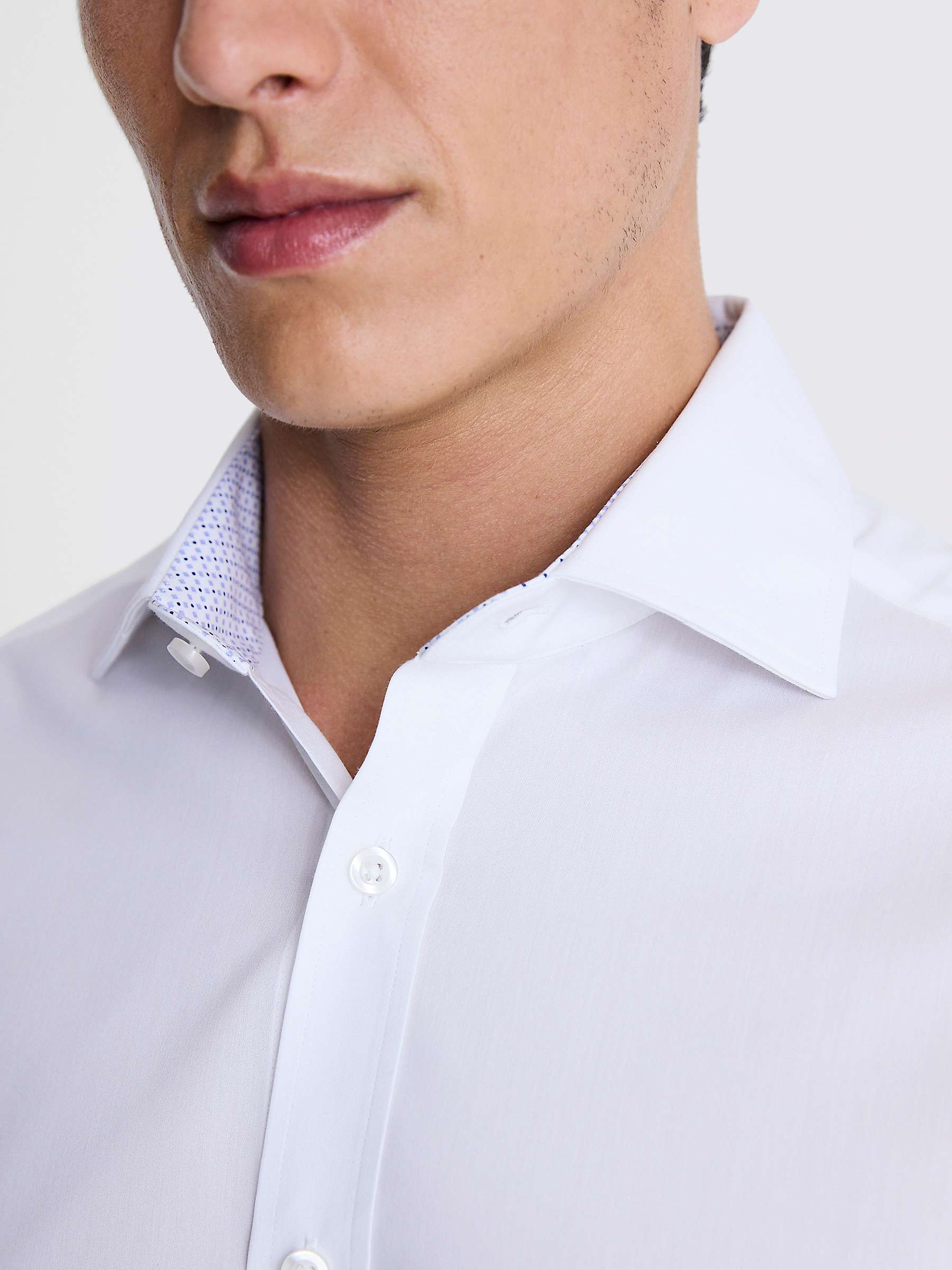Buy Moss Tailored Fit Stretch Contrast Shirt, White Online at johnlewis.com