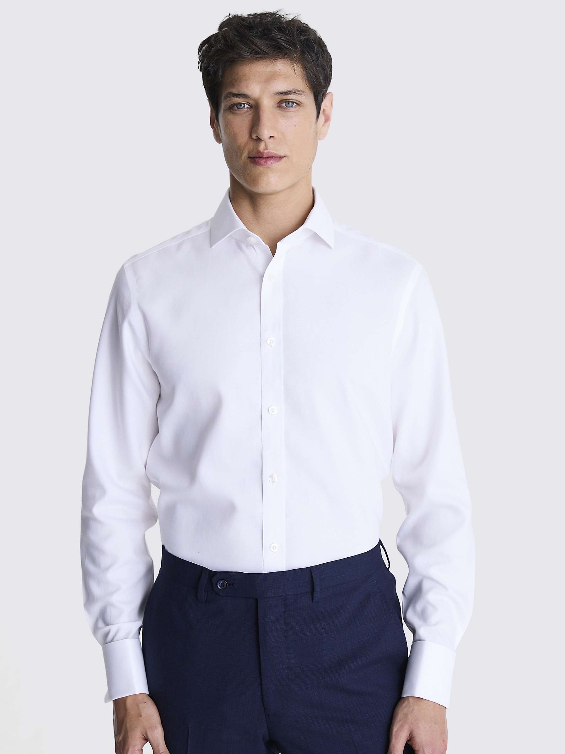 Buy Moss Tailored Fit Royal Oxford Double Cuff Non-Iron Shirt, White Online at johnlewis.com