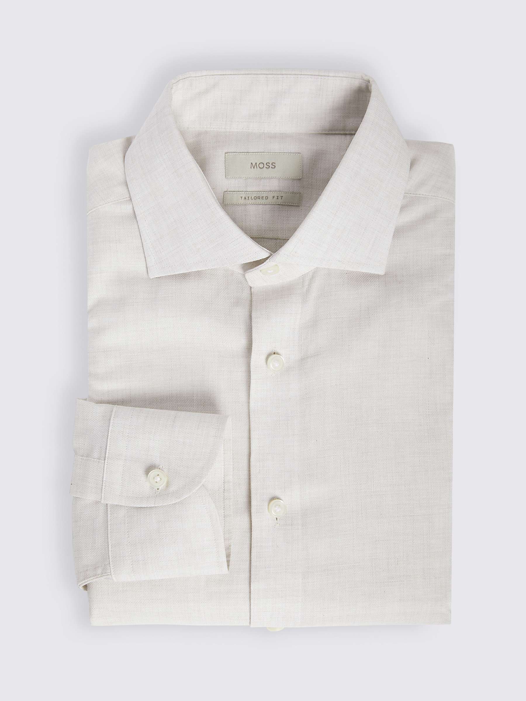 Buy Moss Tailored Fit Long Sleeve Melange Shirt, Ivory Online at johnlewis.com